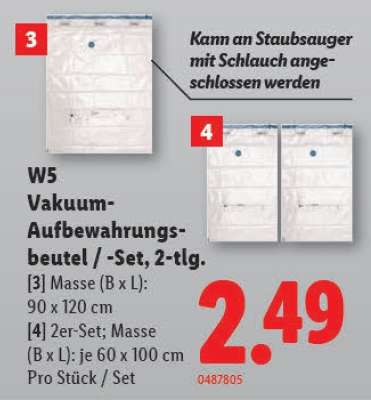 W5 Vakuum-Aufbewahrungsbeutel /-Set, 2-tlg.