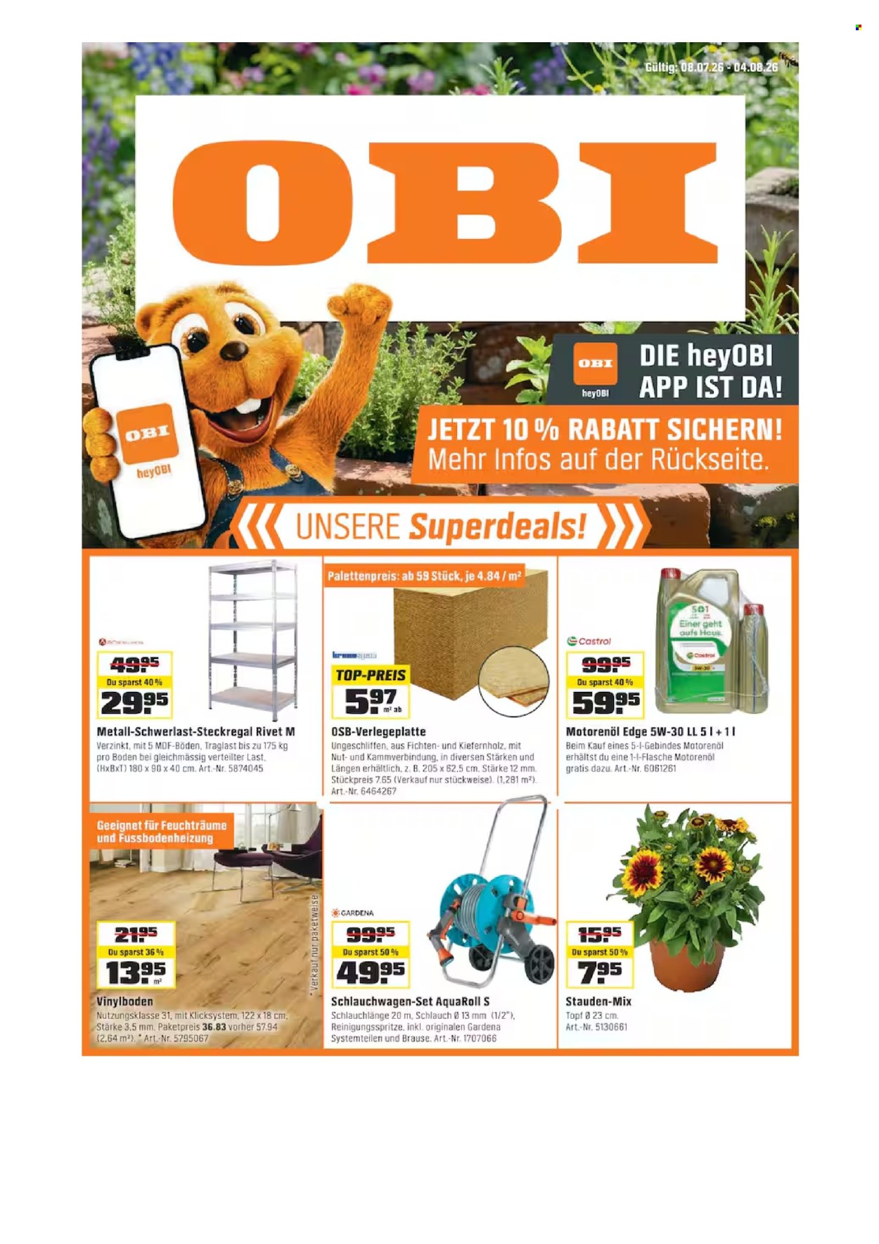 Prospekte OBI - 8.7.2026 - 4.8.2026. Seite 1. Seite 1