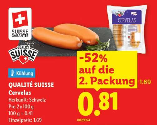QUALITÉ SUISSE Cervelas