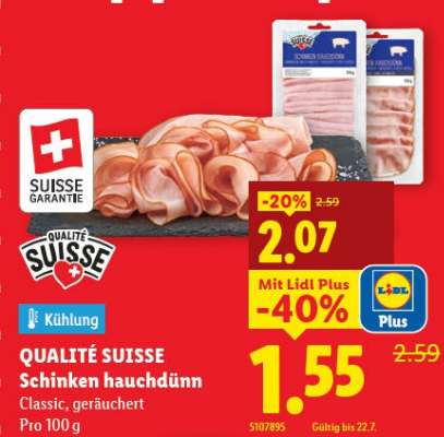 QUALITÉ SUISSE Schinken hauchdünn