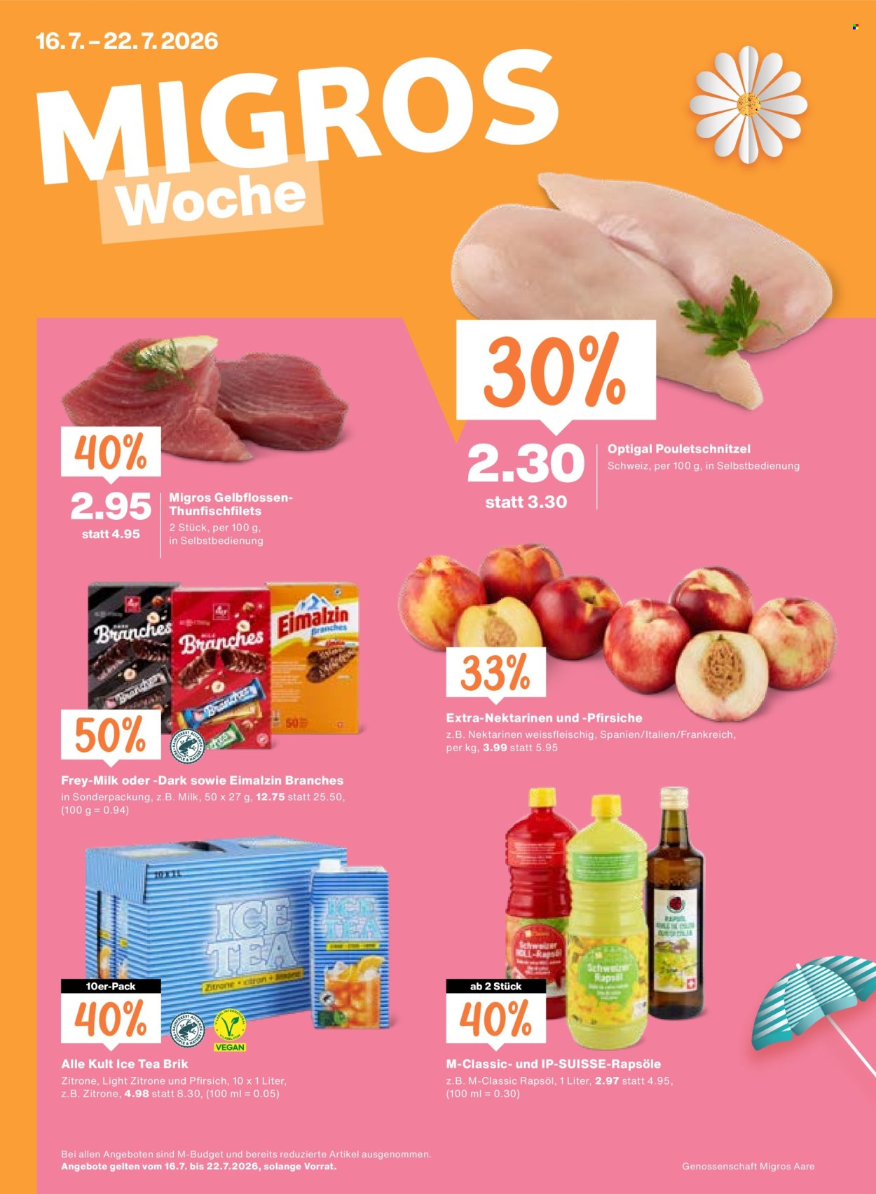 Prospekte Migros - 16.7.2026 - 22.7.2026. Seite 1. Seite 1