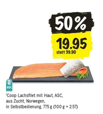 Coop Lachsfilet mit Haut, ASC