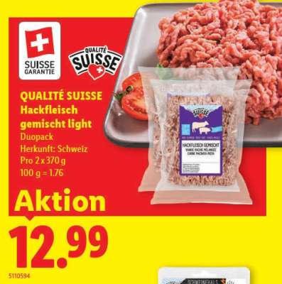 QUALITÉ SUISSE Hackfleisch gemischt light