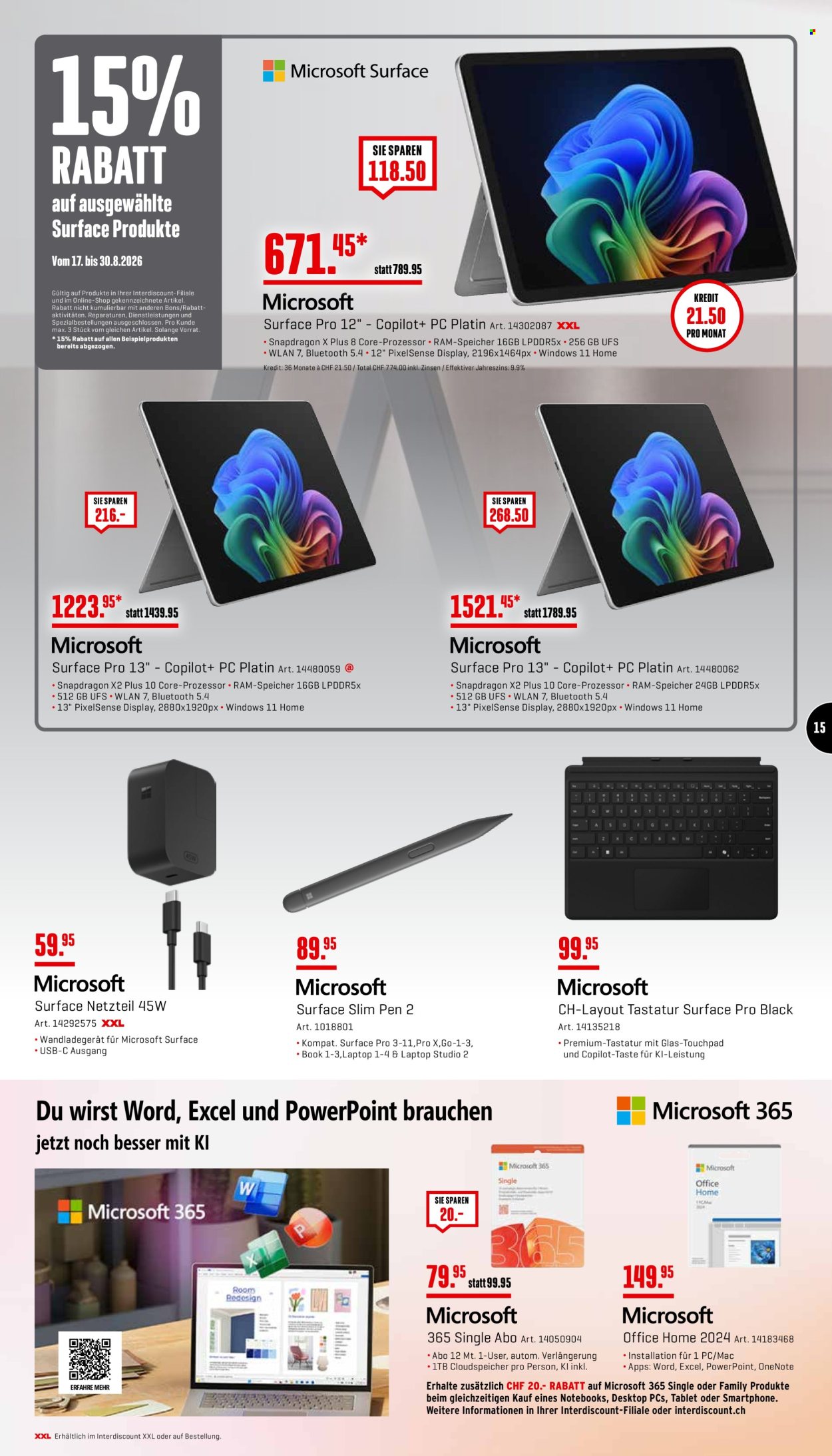 Prospekte Interdiscount - 17.8.2026 - 30.8.2026. Seite 15. Seite 15