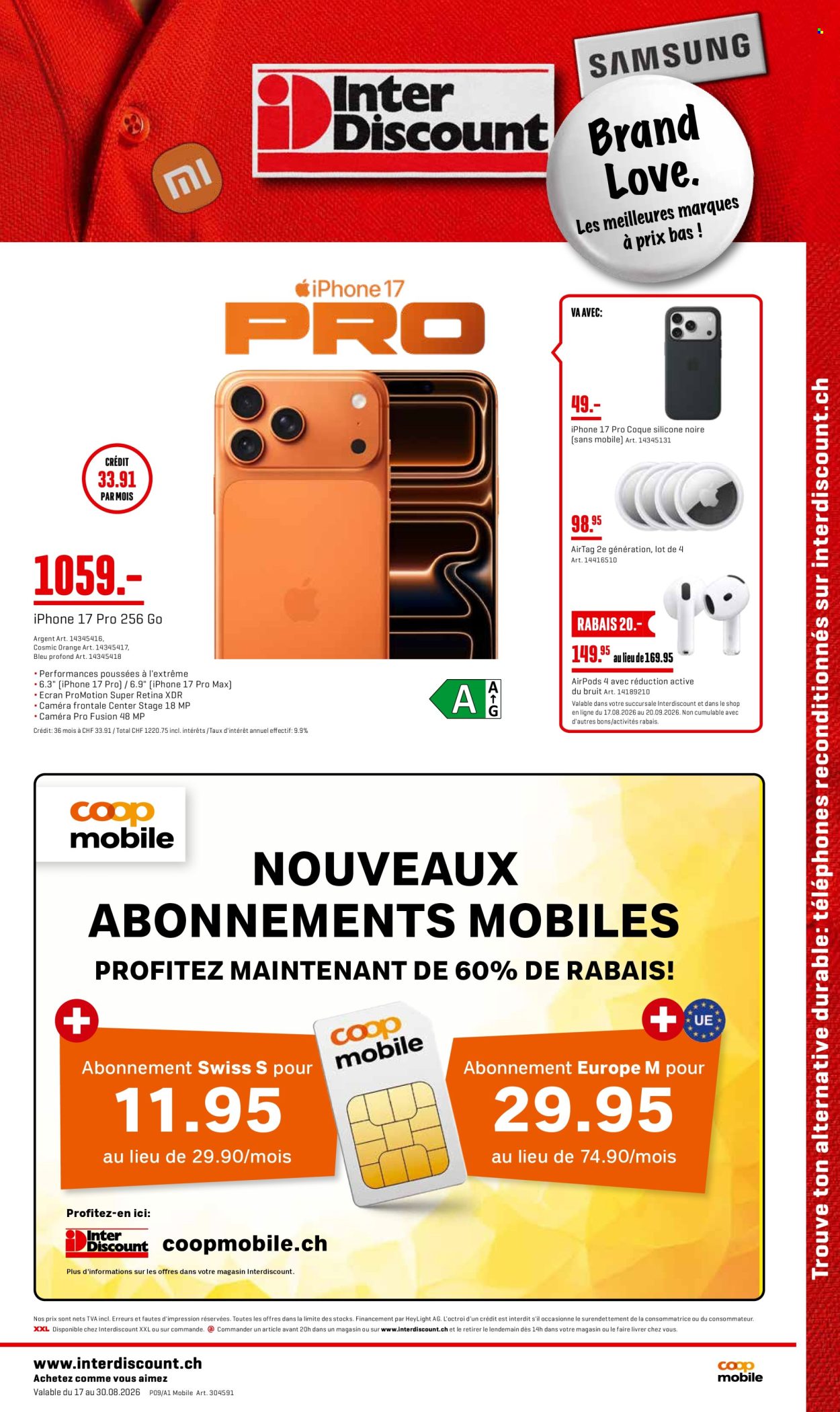 Prospekte Interdiscount - 17.8.2026 - 30.8.2026. Seite 1. Seite 1