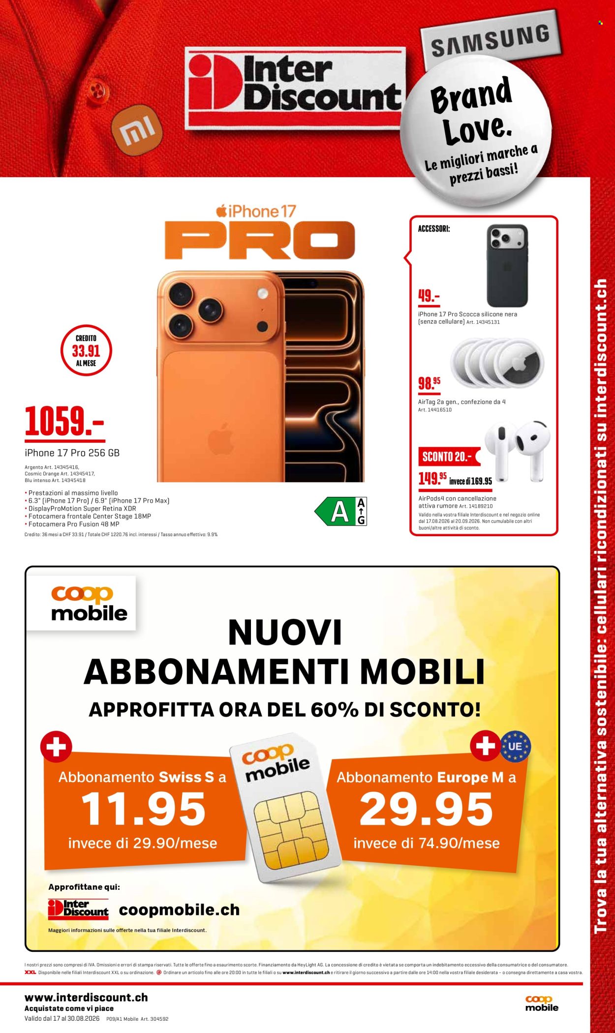 Prospekte Interdiscount - 17.8.2026 - 30.8.2026. Seite 1. Seite 1