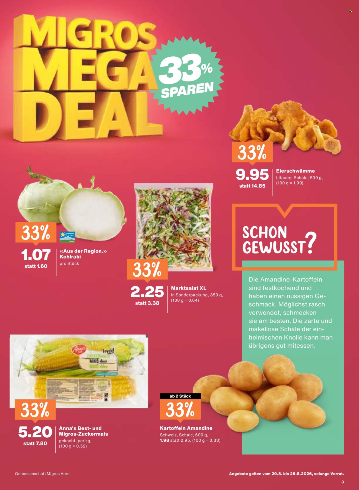 Prospekte Migros - 20.8.2026 - 26.8.2026. Seite 3. Seite 3