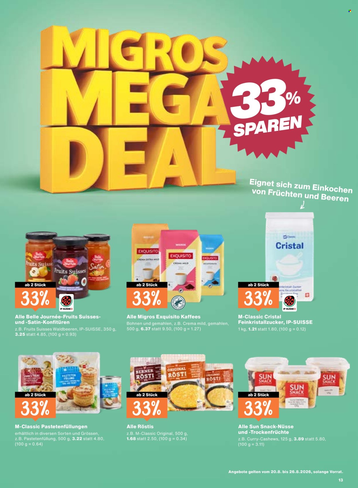 Prospekte Migros - 20.8.2026 - 26.8.2026. Seite 13. Seite 13