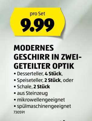 MODERNES GESCHIRR IN ZWEIGETEILTER OPTIK