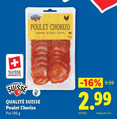QUALITÉ SUISSE Poulet Chorizo