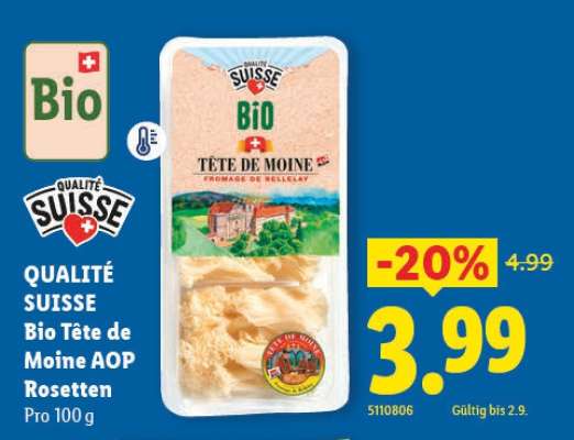 QUALITÉ SUISSE Bio Tête de Moine AOP Rosetten
