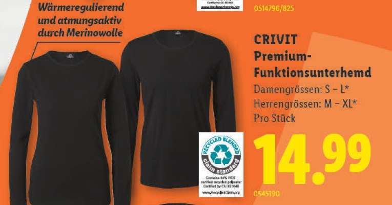 CRIVIT Premium-Funktionsunterhemd