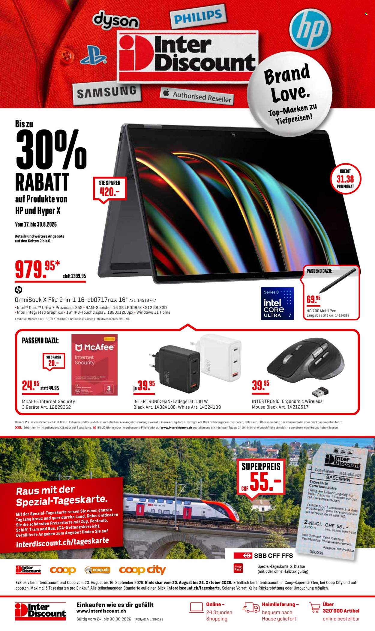 Prospekte Interdiscount - 24.8.2026 - 30.8.2026. Seite 1. Seite 1