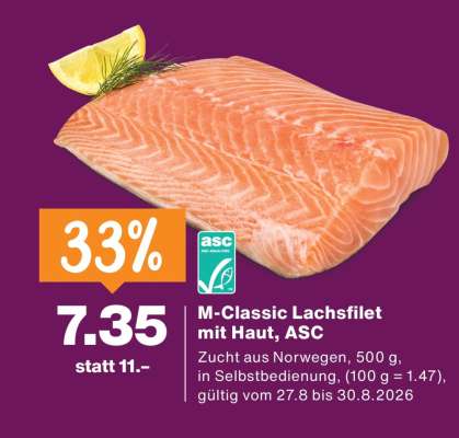 M-Classic Lachsfilet mit Haut, ASC