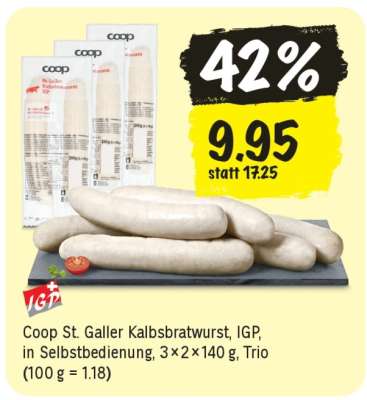 Coop St. Galler Kalbsbratwurst, IGP