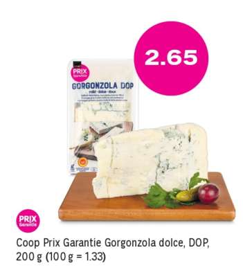 Coop Prix Garantie Gorgonzola dolce, DOP