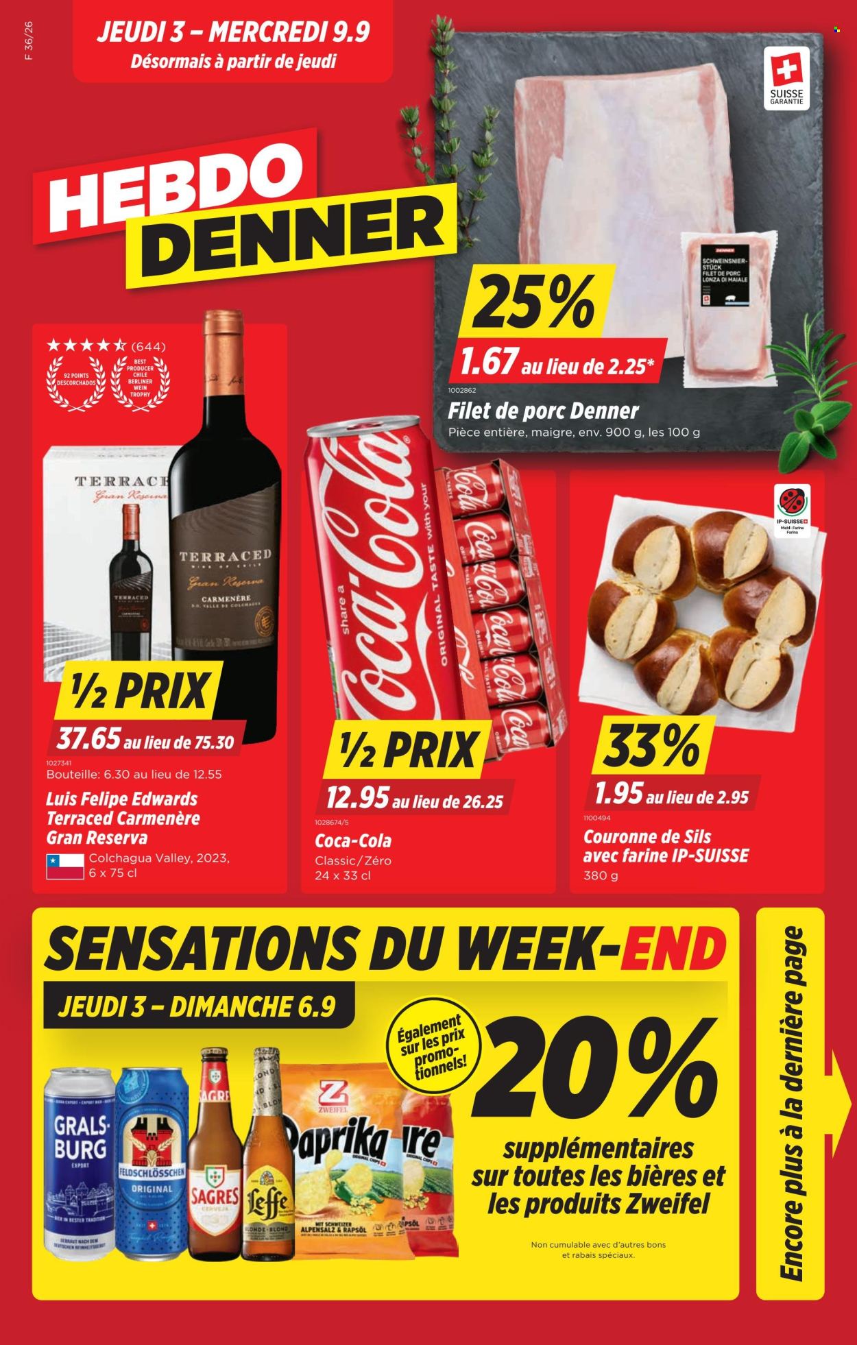 Prospekte Denner - 3.9.2026 - 9.9.2026. Seite 1. Seite 1