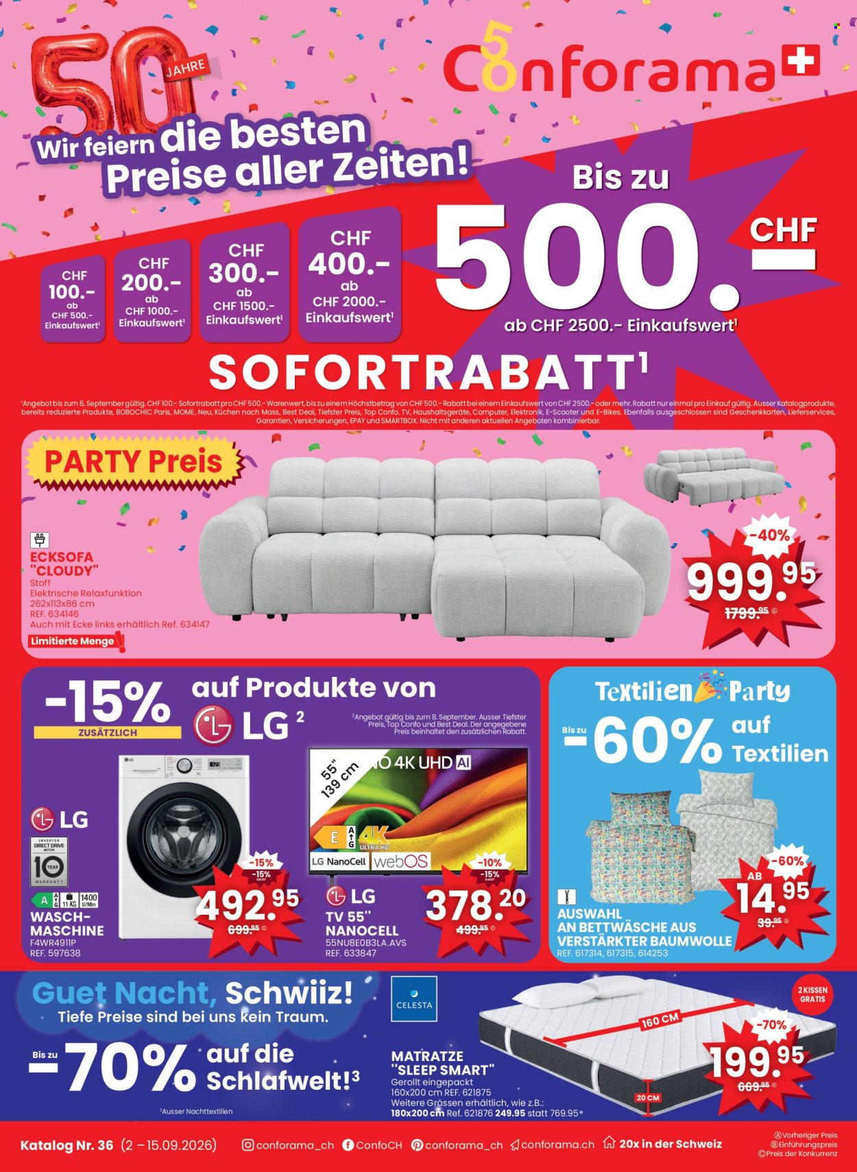 Prospekte Conforama - 2.9.2026 - 15.9.2026. Seite 1. Seite 1
