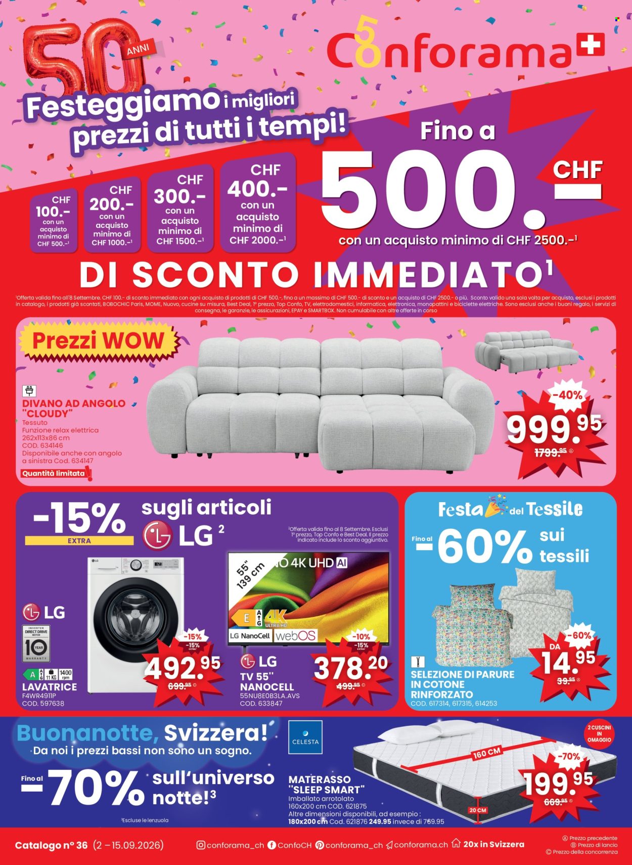 Prospekte Conforama - 2.9.2026 - 15.9.2026. Seite 1. Seite 1