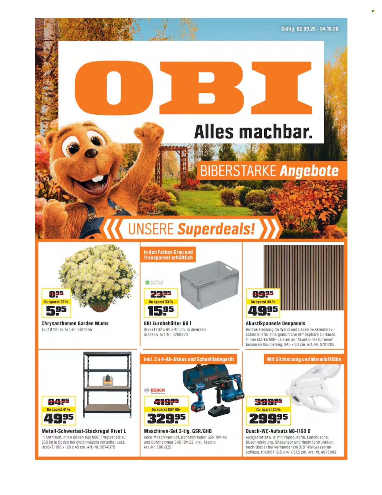 Prospekte OBI - 2.9.2026 - 4.10.2026. Seite 1. Seite 1