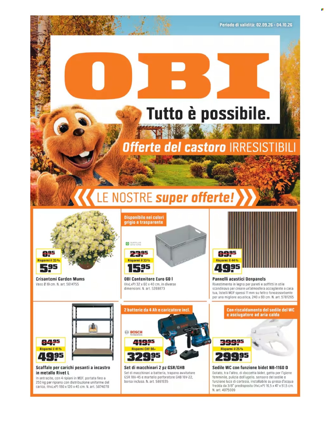 Prospekte OBI - 2.9.2026 - 4.10.2026. Seite 1. Seite 1