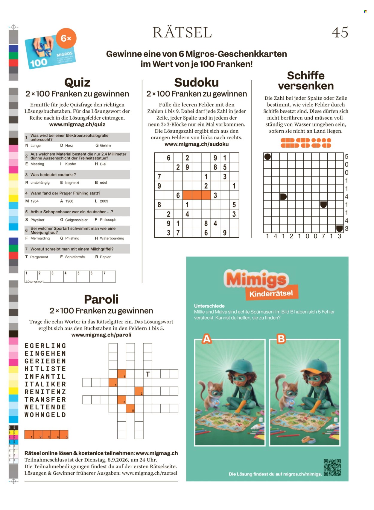 Prospekte Migros - 2.9.2026 - 9.9.2026. Seite 45. Seite 45
