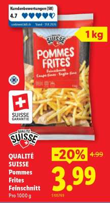 QUALITÉ SUISSE Pommes Frites Feinschnitt