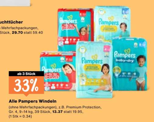 Alle Pampers Windeln