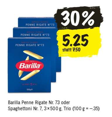 Barilla Penne Rigate Nr. 73 oder Spaghettoni Nr. 7
