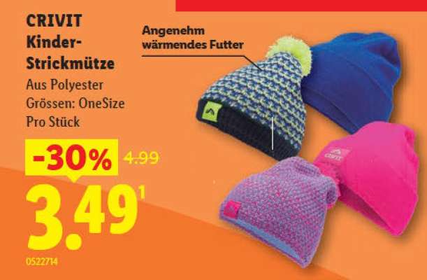 CRIVIT Kinder-Strickmütze