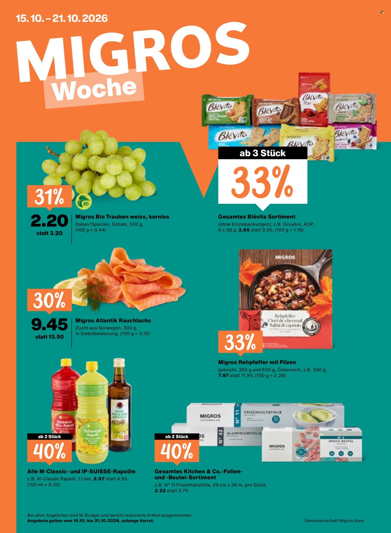 Prospekte Migros - 15.10.2026 - 21.10.2026. Seite 1. Seite 1