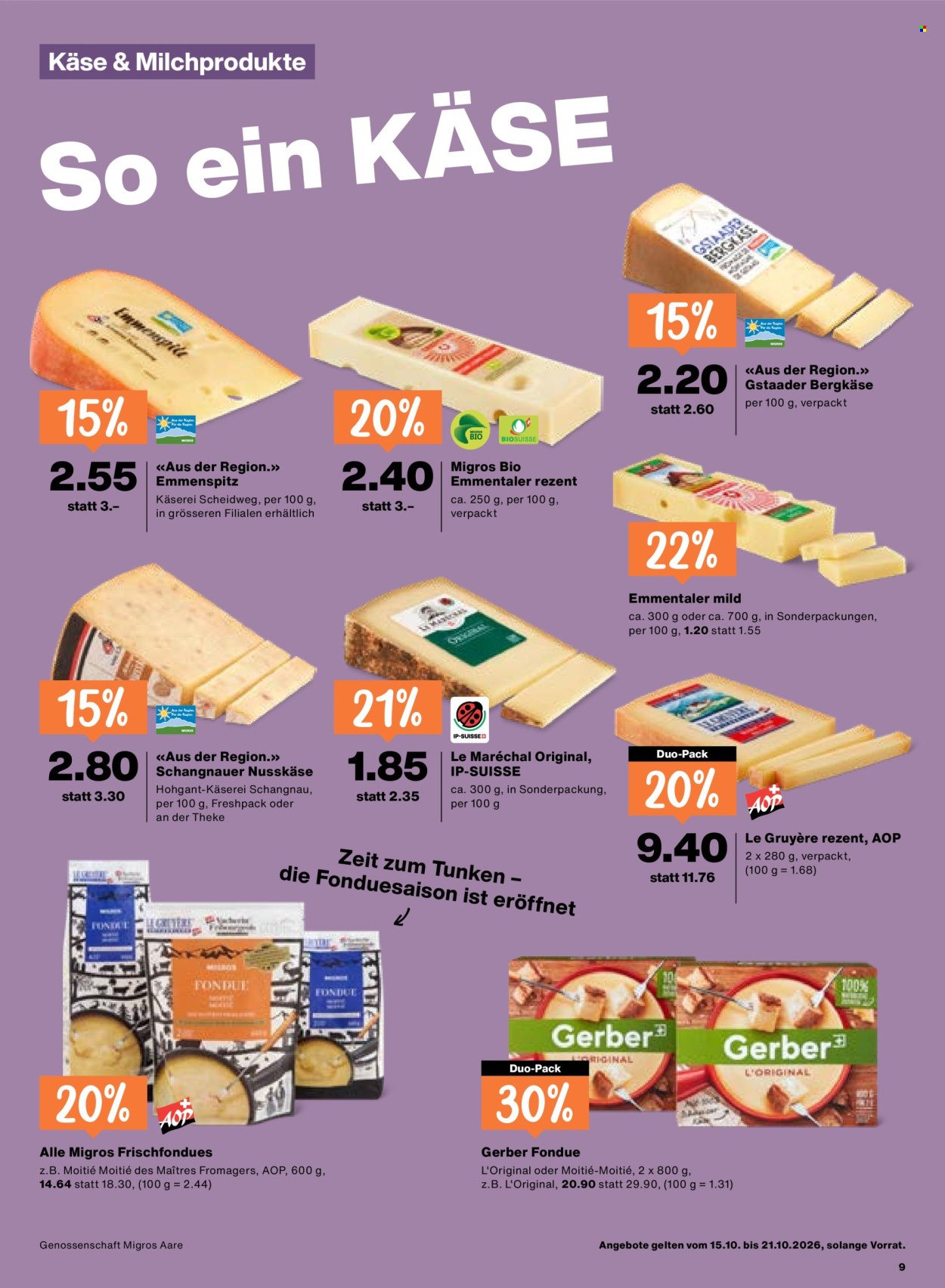 Prospekte Migros - 15.10.2026 - 21.10.2026. Seite 9. Seite 9